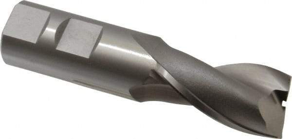 OSG - 7/8", 1-1/2" LOC, 7/8" Shank Diam, 3-3/4" OAL, 2 Flute, Vanadium High Speed Steel Square End Mill - Single End, Uncoated, Spiral Flute, 30° Helix, Centercutting, Right Hand Cut, Right Hand Flute, Series 573 - USA Tool & Supply