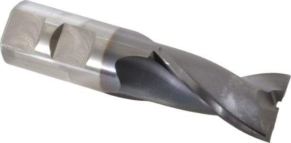 OSG - 7/8", 1-1/2" LOC, 7/8" Shank Diam, 3-3/4" OAL, 2 Flute, Vanadium High Speed Steel Square End Mill - Single End, TiCN Finish, Spiral Flute, 30° Helix, Centercutting, Right Hand Cut, Right Hand Flute, Series 573 - USA Tool & Supply