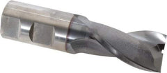 OSG - 1", 1-5/8" LOC, 1" Shank Diam, 4-1/8" OAL, 2 Flute, Vanadium High Speed Steel Square End Mill - Single End, TiCN Finish, Spiral Flute, 30° Helix, Centercutting, Right Hand Cut, Right Hand Flute, Series 573 - USA Tool & Supply