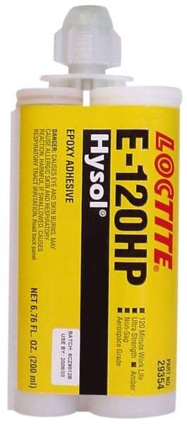 Loctite - 200 mL Cartridge Two Part Epoxy - 120 min Working Time, 4,800 psi Shear Strength, Series E-120HP - USA Tool & Supply