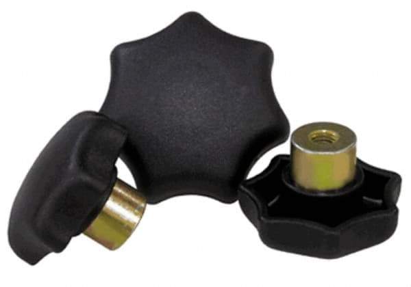 KIPP - 63mm Head Diam, 7 Point Lobed Knob - 12mm Hole, Thermoplastic, Black - USA Tool & Supply