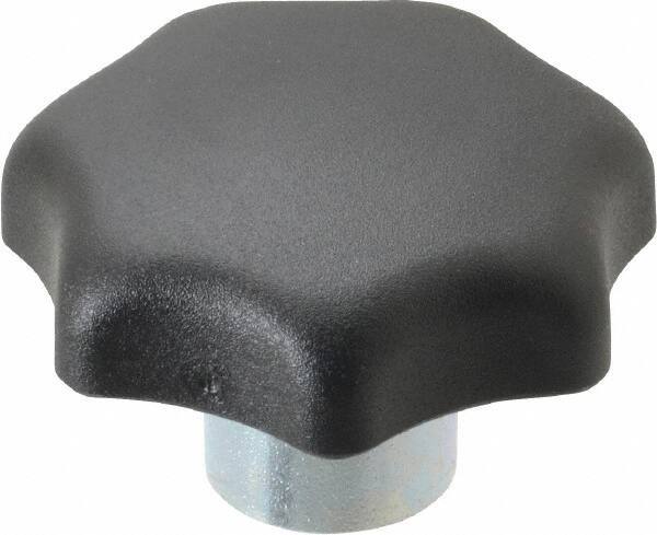 KIPP - 50mm Head Diam, 7 Point Lobed Knob - M10x1.5 Hole, Thermoplastic, Black - USA Tool & Supply
