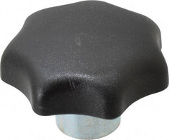 KIPP - 50mm Head Diam, 7 Point Lobed Knob - 10mm Hole, Thermoplastic, Black - USA Tool & Supply