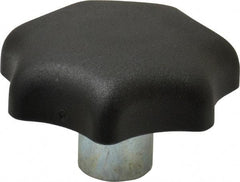 KIPP - 63mm Head Diam, 7 Point Lobed Knob - M12x1.75 Hole, Thermoplastic, Black - USA Tool & Supply