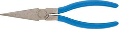 Channellock - 7-1/2" OAL, 1-21/32" Jaw Length x 3/4" Jaw Width, Long Nose Pliers - Crosshatch Jaw, Standard Head, Plastic Dipped Handles - USA Tool & Supply