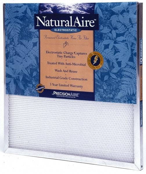 PrecisionAire - 16" Noml Height x 25" Noml Width x 1" Noml Depth, 50 to 60% Capture Efficiency, Wire-Backed Pleated Air Filter - MERV 10, Polyester/Polypropylene, Integrated Frame, For Any Unit - USA Tool & Supply