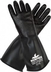 MCR Safety - Size L (9), 14" Long, 14 mil Thick, Butyl Chemical Resistant Gloves - Smooth Finish, Black - USA Tool & Supply