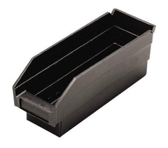 Quantum Storage - 11-5/8" Deep, Black Polypropylene Hopper Shelf Bin - 4" High x 4-1/8" Wide x 11-5/8" Long - USA Tool & Supply