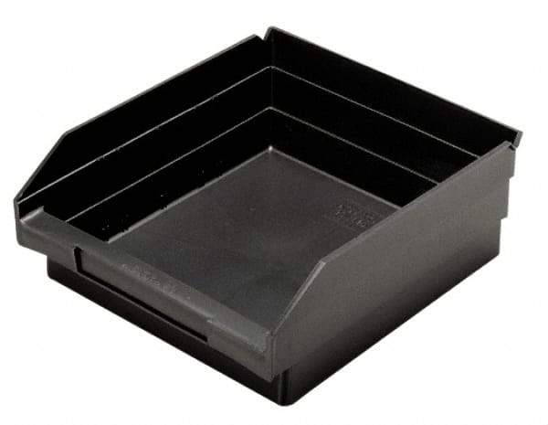 Quantum Storage - 11-5/8" Deep, Black Polypropylene Hopper Shelf Bin - 4" High x 11-1/8" Wide x 11-5/8" Long - USA Tool & Supply