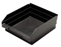 Quantum Storage - 11-5/8" Deep, Black Polypropylene Hopper Shelf Bin - 4" High x 11-1/8" Wide x 11-5/8" Long - USA Tool & Supply