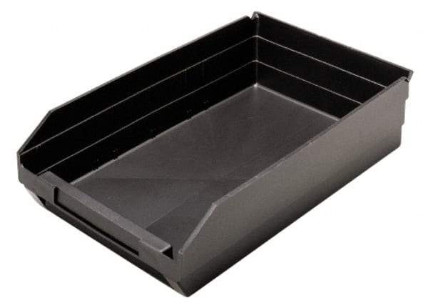 Quantum Storage - 17-7/8" Deep, Black Polypropylene Hopper Shelf Bin - 4" High x 11-1/8" Wide x 17-7/8" Long - USA Tool & Supply