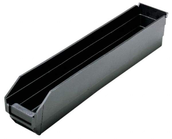 Quantum Storage - 23-5/8" Deep, Black Polypropylene Hopper Shelf Bin - 4" High x 4-1/8" Wide x 23-5/8" Long - USA Tool & Supply