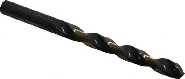 Triumph Twist Drill - 25/64" 135° High Speed Steel Jobber Drill - Oxide/Gold Finish, Right Hand Cut, Spiral Flute, Straight Shank, 5-1/8" OAL, Split Point - USA Tool & Supply