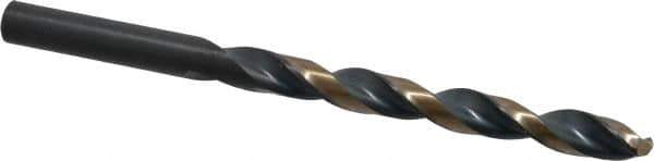 Triumph Twist Drill - 0.302" 135° High Speed Steel Jobber Drill - Oxide/Gold Finish, Right Hand Cut, Spiral Flute, Straight Shank, 4-3/8" OAL, Split Point - USA Tool & Supply