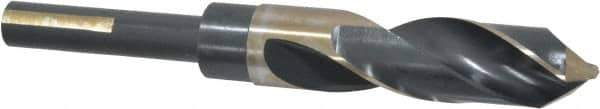 Triumph Twist Drill - 55/64" Drill, 118° Point, High Speed Steel Silver Deming & Reduced Shank Drill Bit - Oxide Finish, 6" OAL, Flats on Shank, 3" Flute Length, Right Hand Cut, Split Point, Spiral Flute, Regular Spiral - USA Tool & Supply