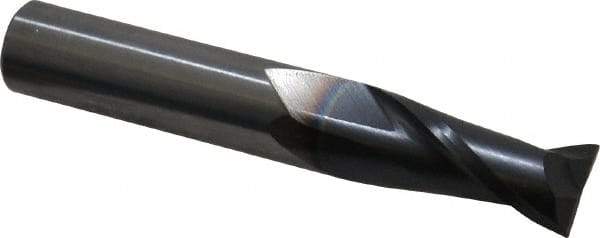 OSG - 7/16", 1" LOC, 7/16" Shank Diam, 2-3/4" OAL, 2 Flute, Solid Carbide Square End Mill - Single End, TiAlN Finish, Spiral Flute, 30° Helix, Centercutting, Right Hand Cut, Right Hand Flute, Series 402 - USA Tool & Supply