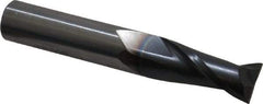 OSG - 7/16", 1" LOC, 7/16" Shank Diam, 2-3/4" OAL, 2 Flute, Solid Carbide Square End Mill - Single End, TiAlN Finish, Spiral Flute, 30° Helix, Centercutting, Right Hand Cut, Right Hand Flute, Series 402 - USA Tool & Supply