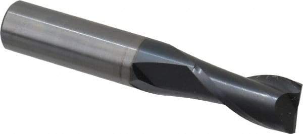 OSG - 1/2", 1" LOC, 1/2" Shank Diam, 3" OAL, 2 Flute, Solid Carbide Square End Mill - Single End, TiAlN Finish, Spiral Flute, 30° Helix, Centercutting, Right Hand Cut, Right Hand Flute, Series 402 - USA Tool & Supply
