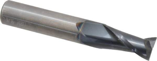 OSG - 9/16", 1-1/8" LOC, 9/16" Shank Diam, 3-1/2" OAL, 2 Flute, Solid Carbide Square End Mill - Single End, TiAlN Finish, Spiral Flute, 30° Helix, Centercutting, Right Hand Cut, Right Hand Flute, Series 402 - USA Tool & Supply