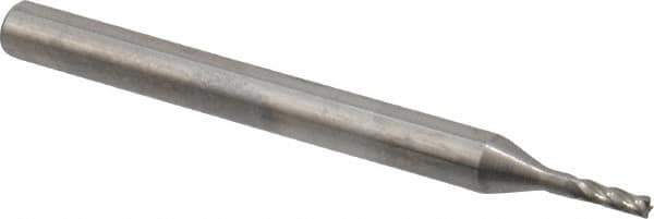 OSG - 3/64", 9/64" LOC, 1/8" Shank Diam, 1-1/2" OAL, 4 Flute, Solid Carbide Square End Mill - Single End, Uncoated, Spiral Flute, 30° Helix, Centercutting, Right Hand Cut, Right Hand Flute, Series 404 - USA Tool & Supply