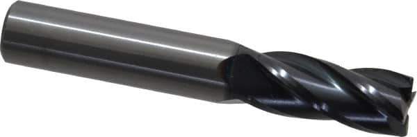 OSG - 7/16", 1" LOC, 7/16" Shank Diam, 2-3/4" OAL, 4 Flute, Solid Carbide Square End Mill - Single End, TiAlN Finish, Spiral Flute, 30° Helix, Centercutting, Right Hand Cut, Right Hand Flute, Series 404 - USA Tool & Supply