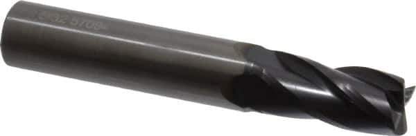 OSG - 15/32", 1" LOC, 1/2" Shank Diam, 3" OAL, 4 Flute, Solid Carbide Square End Mill - Single End, TiAlN Finish, Spiral Flute, 30° Helix, Centercutting, Right Hand Cut, Right Hand Flute, Series 404 - USA Tool & Supply