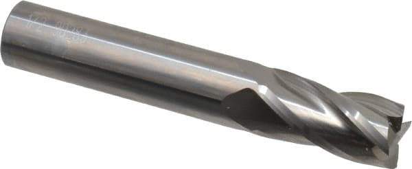 OSG - 1/2", 1" LOC, 1/2" Shank Diam, 3" OAL, 4 Flute, Solid Carbide Square End Mill - Single End, Uncoated, Spiral Flute, 30° Helix, Centercutting, Right Hand Cut, Right Hand Flute, Series 404 - USA Tool & Supply
