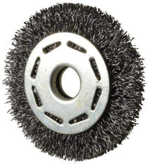 Value Collection - 2-1/2" OD, 3/8" Arbor Hole, Crimped Steel Wheel Brush - 5/16" Face Width, 1/2" Trim Length, 0.012" Filament Diam, 6,000 RPM - USA Tool & Supply