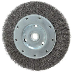 Value Collection - 6" OD, 1/2" Arbor Hole, Crimped Steel Wheel Brush - 1/2" Face Width, 1-15/64" Trim Length, 0.012" Filament Diam, 5,000 RPM - USA Tool & Supply