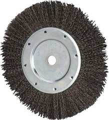 Value Collection - 8" OD, 1/2" Arbor Hole, Crimped Steel Wheel Brush - 9/16" Face Width, 1-9/16" Trim Length, 0.012" Filament Diam, 4,500 RPM - USA Tool & Supply