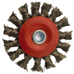 Value Collection - 12" OD, 1-1/4" Arbor Hole, Knotted Steel Wheel Brush - 11/16" Face Width, 1-13/16" Trim Length, 0.012" Filament Diam, 3,600 RPM - USA Tool & Supply