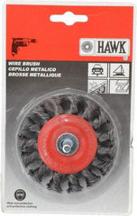 Value Collection - 3" OD, 1/4" Shank Diam, Knotted Steel Wheel Brush - 5/16" Face Width, 5/8" Trim Length, 0.012" Filament Diam, 20,000 RPM - USA Tool & Supply