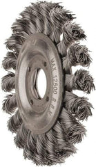 Value Collection - 4-1/2" OD, 7/8" Arbor Hole, Knotted Steel Wheel Brush - 1/2" Face Width, 7/8" Trim Length, 0.012" Filament Diam, 12,500 RPM - USA Tool & Supply