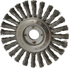 Value Collection - 6" OD, 7/8" Arbor Hole, Knotted Steel Wheel Brush - 1/2" Face Width, 1-1/2" Trim Length, 0.008" Filament Diam, 9,000 RPM - USA Tool & Supply