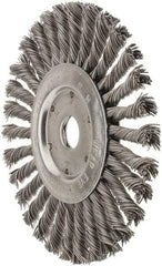 Value Collection - 7" OD, 7/8" Arbor Hole, Knotted Steel Wheel Brush - 1/2" Face Width, 1-11/16" Trim Length, 0.015" Filament Diam, 9,000 RPM - USA Tool & Supply