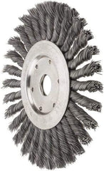 Value Collection - 7" OD, 7/8" Arbor Hole, Knotted Steel Wheel Brush - 1/2" Face Width, 1-11/16" Trim Length, 0.012" Filament Diam, 9,000 RPM - USA Tool & Supply