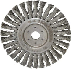 Value Collection - 7" OD, 7/8" Arbor Hole, Knotted Steel Wheel Brush - 1/2" Face Width, 1-11/16" Trim Length, 0.008" Filament Diam, 9,000 RPM - USA Tool & Supply