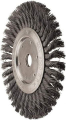 Value Collection - 8" OD, 7/8" Arbor Hole, Knotted Steel Wheel Brush - 1/2" Face Width, 1-11/16" Trim Length, 0.012" Filament Diam, 8,500 RPM - USA Tool & Supply
