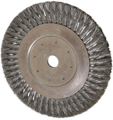Value Collection - 10" OD, 1" Arbor Hole, Knotted Steel Wheel Brush - 5/8" Face Width, 1-11/16" Trim Length, 0.008" Filament Diam, 4,500 RPM - USA Tool & Supply