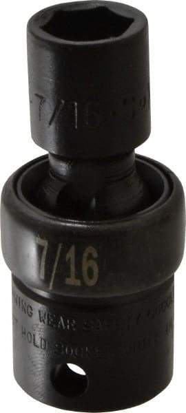 SK - 3/8" Drive 7/16" Standard Universal Impact Socket - 6 Points, 2-1/8" OAL - USA Tool & Supply