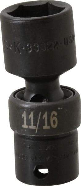 SK - 3/8" Drive 11/16" Standard Universal Impact Socket - 6 Points, 2-23/64" OAL - USA Tool & Supply