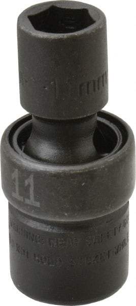 SK - 3/8" Drive 11mm Standard Universal Impact Socket - 6 Points, 2-1/8" OAL - USA Tool & Supply