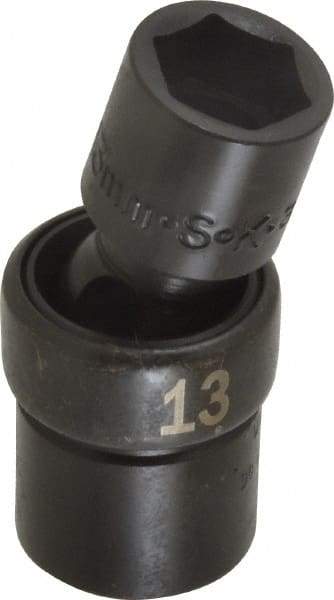 SK - 3/8" Drive 13mm Standard Universal Impact Socket - 6 Points, 2-9/64" OAL - USA Tool & Supply