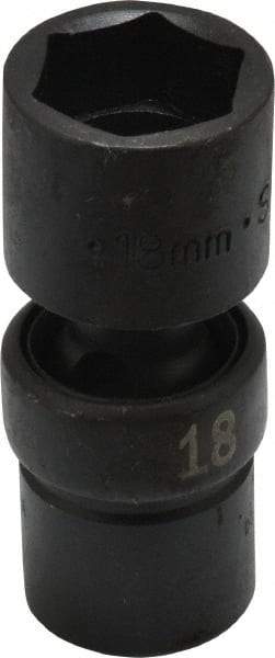 SK - 3/8" Drive 18mm Standard Universal Impact Socket - 6 Points, 2-23/64" OAL - USA Tool & Supply