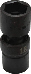 SK - 3/8" Drive 18mm Standard Universal Impact Socket - 6 Points, 2-23/64" OAL - USA Tool & Supply