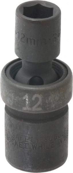 SK - 1/2" Drive 12mm Standard Universal Impact Socket - 6 Points, 2-3/4" OAL - USA Tool & Supply