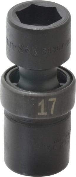 SK - 1/2" Drive 17mm Standard Universal Impact Socket - 6 Points, 2-51/64" OAL - USA Tool & Supply