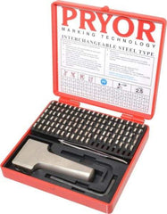 Pryor - 112 Piece, 3/32 Inch Character, Hardened Steel Type Set - 12 Character Capacity - USA Tool & Supply