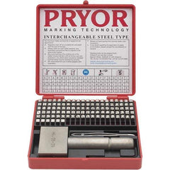 Pryor - 106 Piece, 3/16 Inch Character, Hardened Steel Type Set - 8 Character Capacity - USA Tool & Supply