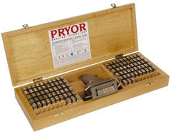 Pryor - 106 Piece, 3/8 Inch Character, Hardened Steel Type Set - 6 Character Capacity - USA Tool & Supply